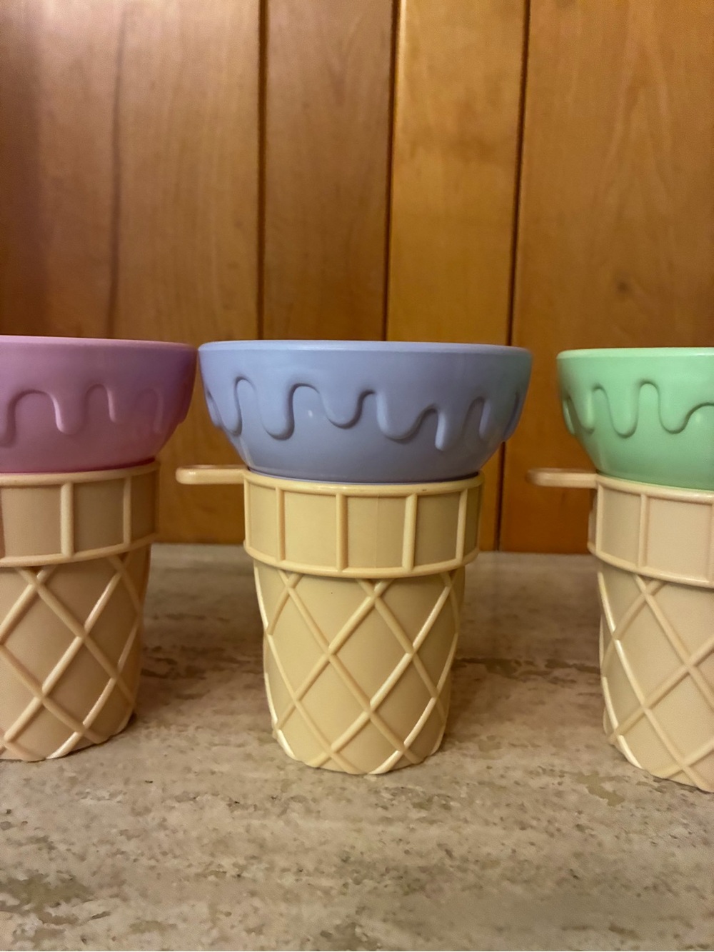 AVON Soda Fountain Ice Cream Cone Cups Set of 4 -Pastel Mint, Blue, Pink, Yellow - Picture 6 of 9